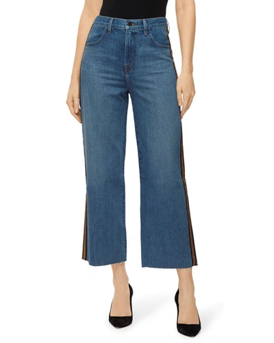 J Brand Joan High Rise Cropped Track-stripe Jeans In Quintessential