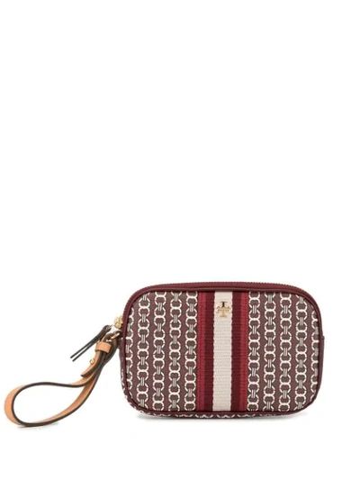 Tory Burch Gemini Link Canvas Wristlet In Red