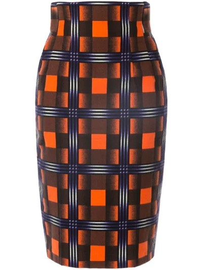 Facetasm High Waisted Pencil Skirt In Orange
