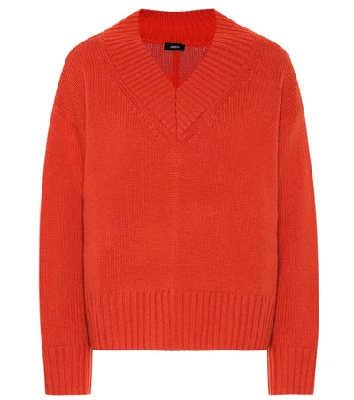 Joseph Long-sleeved Cashmere Wool Jumper In Orange