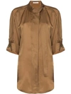 Rejina Pyo Briana Contrast-stitching Cotton-blend Shirt In Brown