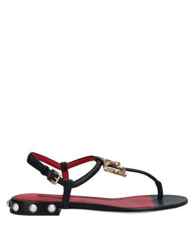 Dolce & Gabbana Toe Strap Sandals In Black