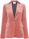 Frame Classic Velvet Single Breasted Blazer In Pastel Pink