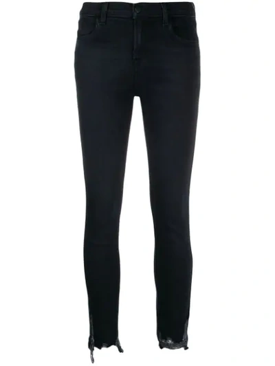 J Brand Low Rise Chewed Skinny Jeans In Blue