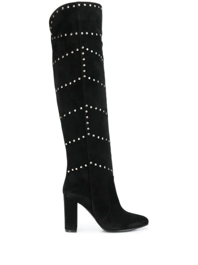 Via Roma 15 Studded Knee-length Boots In Black