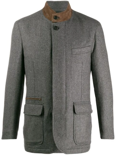 Brioni Padded Suit Jacket In Grey