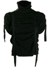 Aganovich Ruched Tape Top In Black