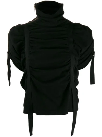 Aganovich Ruched Tape Top In Black