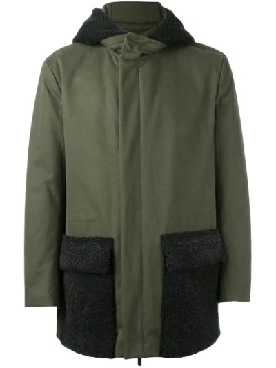Fendi Shearling Panel Hooded Jacket In F0909