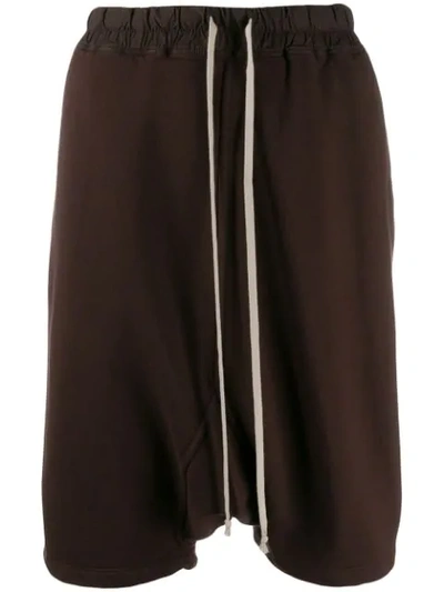 Rick Owens Drkshdw Dropped Crotch Shorts In 83 Dark Amber