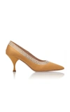 Miu Miu Embellished Satin Pumps In Gold