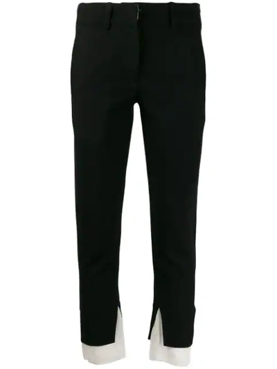 Ann Demeulemeester Contrast-hem Slim-fit Wool And Cotton-blend Trousers In Black