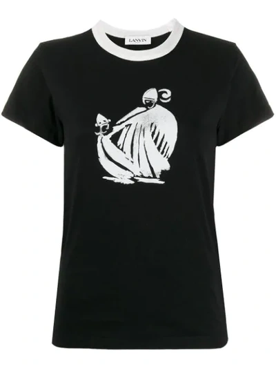 Lanvin Graphic-print Cotton-jersey T-shirt In Black/white
