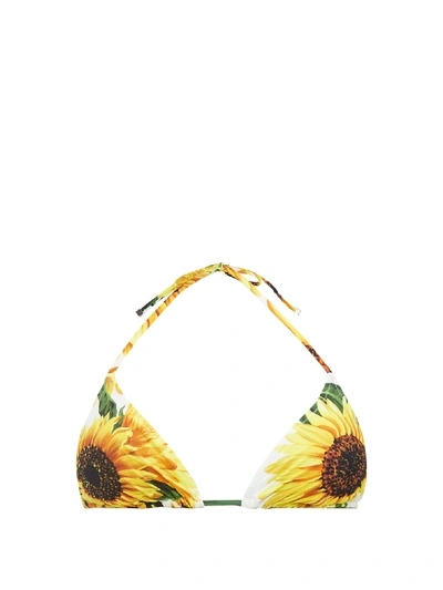 Dolce & Gabbana Sunflower-print Triangle Bikini Top In Floral Print
