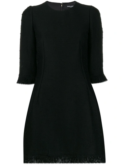 Dolce & Gabbana Bouclé Mini Dress In Black
