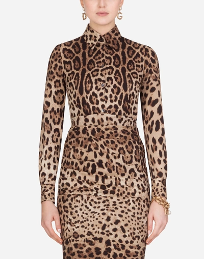 Dolce & Gabbana Leopard-print Charmeuse Shirt