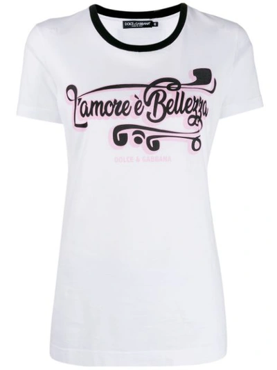 Dolce & Gabbana Jersey T-shirt With Print In Bianco