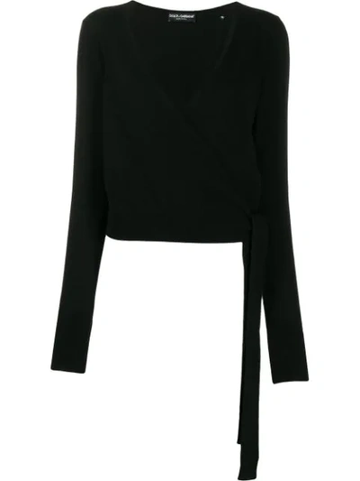 Dolce & Gabbana Cashmere Wrap Cardigan In Black