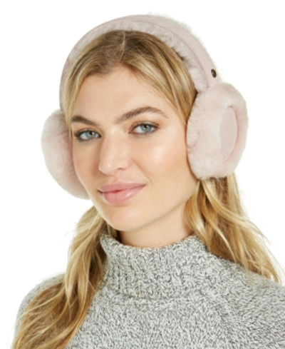 Ugg Genuine Sheepskin Knit Wired Earmuffs In Pink Crystal