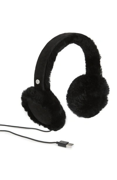 Ugg Genuine Sheepskin Knit Wired Earmuffs In Black