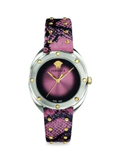 Versace Women's Shadov Snake Embossed Leather Strap Watch