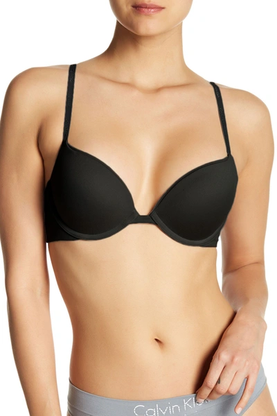 Calvin Klein Push-up Underwire Plunge Bra In Black