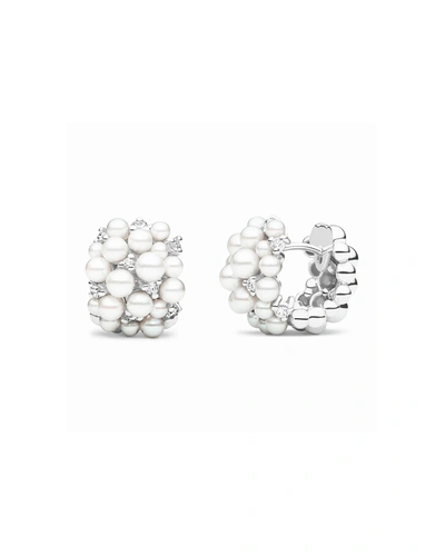 Paul Morelli Lagrange 18k White Gold Pearl & Diamond Hoop Earrings