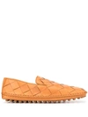 Bottega Veneta Leather Intrecciato Driving Shoes In Brown