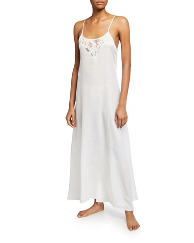 La Costa Del Algodon Misha Lace-inset Long Nightgown In White