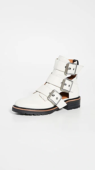 Rag & Bone Cannon Ii Leather Buckle Booties In Antique White