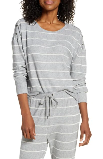 Splendid Button Accent Pajama Sweater In Soft Stripe