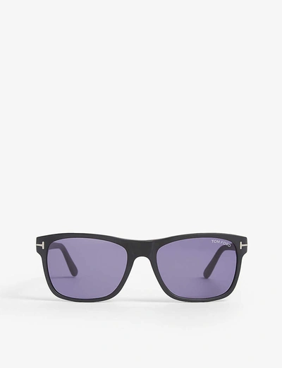 Tom Ford Giulio Matte Rectangle-frame Sunglasses In Black / Blue