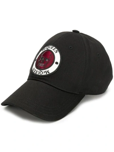 Alexander Mcqueen Skull Logo Patch Baseball Cap In Black