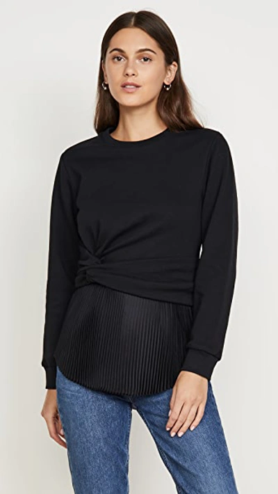 3.1 Phillip Lim / フィリップ リム Long Sleeve Twist Pullover With Pleating In Black/black