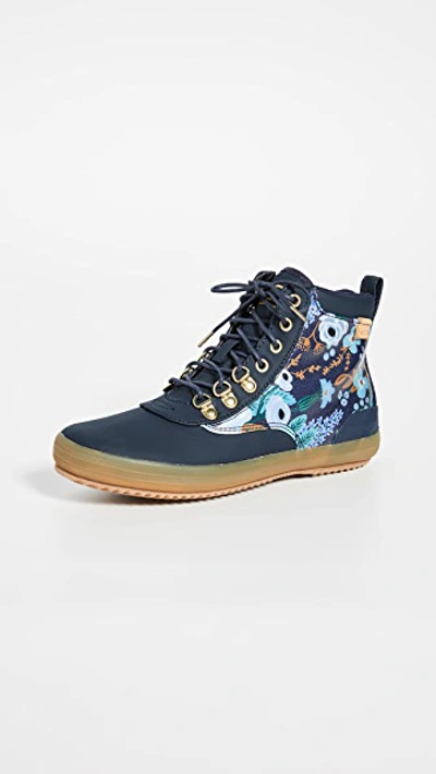 Keds X Rifle Paper Co. Scout Water-resistant Boot Garden Party In Navy Multi