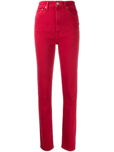 Helmut Lang High Spiked Jeans In Red