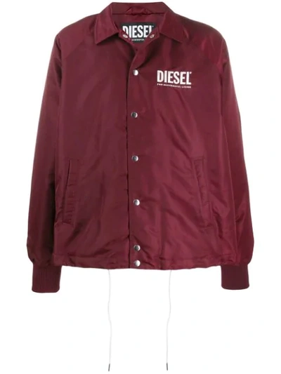 Diesel Embroidered Coach Jacket In Red