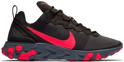 Pre-owned Nike React Element 55 Black Solar Red (women's) In Black/solar Red-cool Grey-dark Grey