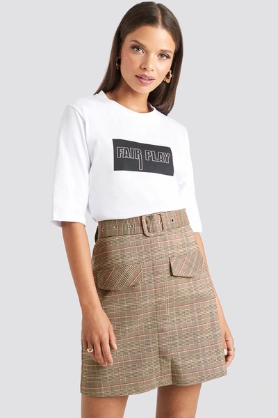 Emilie Briting X Na-kd Front Pocket Checked Skirt - Brown In Checkered