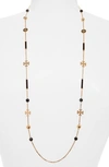 Tory Burch Kira Scattered Rosary Necklace In Tory Gold/black