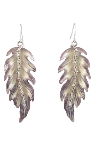 Alexis Bittar Lucite & Crystal Feather Earrings In Gold