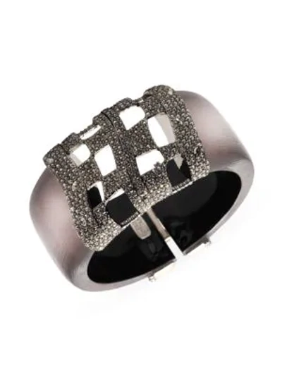 Alexis Bittar Oxidized Rhodium & Pavé Checkerboard Hinge Bracelet In Rose Gray