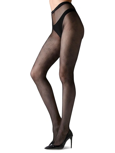 Natori Women's Diamond Geometric Fishnet Tights In Black