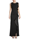 Carmen Marc Valvo Infusion Ruffle Trumpet Gown In Black