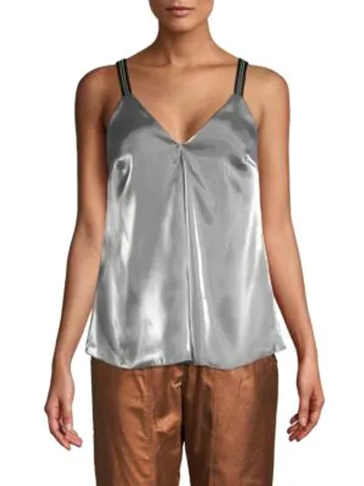 Brunello Cucinelli Satin Sleeveless Top In Grey