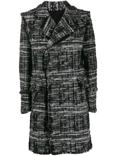 Balmain Tweed Double Breasted Coat In Aaa Aaa Mult