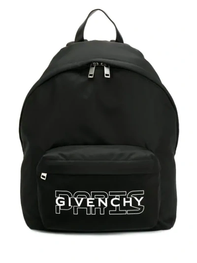 Givenchy Logo Printed Nylon Backpack In Black