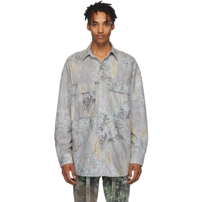 Fear Of God Oversized Printed Brushed-cotton Shirt In Neutrals