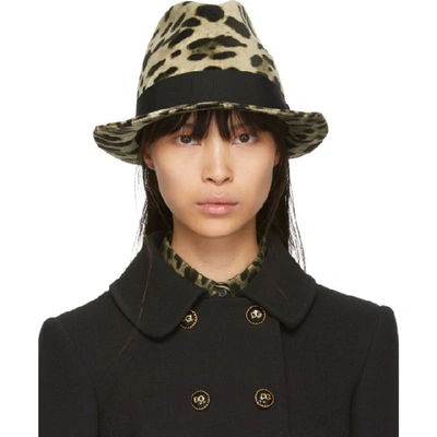 Dolce & Gabbana Brown & Tan Leopard Print Hat In Hy13m Leopa