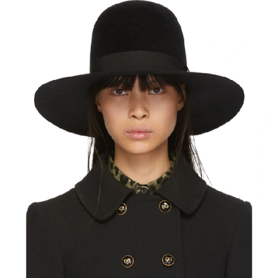 Dolce & Gabbana Dolce And Gabbana Black Rabbit Fur Fedora In N0000 Black